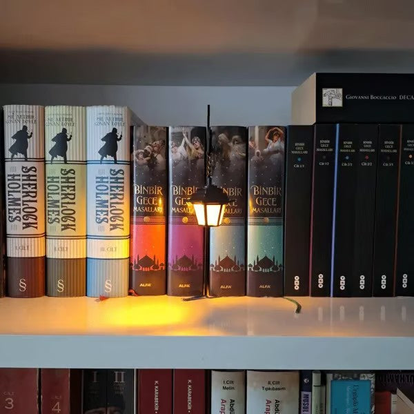 Library Lantern Decorative Bookshelf Lighting | Vintage Book Nook LED Lamp