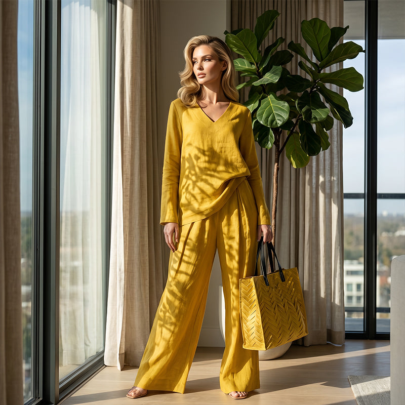 ✨ NEW! Women's loungewear set with V-neck and wide leg