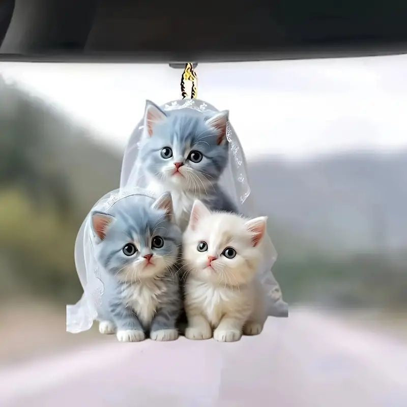 The Couple Cat Pendant | 2D Acrylic Car Charm – Cute Gift for Your Favorite Human