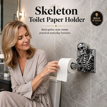 Skeleton Toilet Paper Holder, Funny Tissue Holder Skull Wall Mount