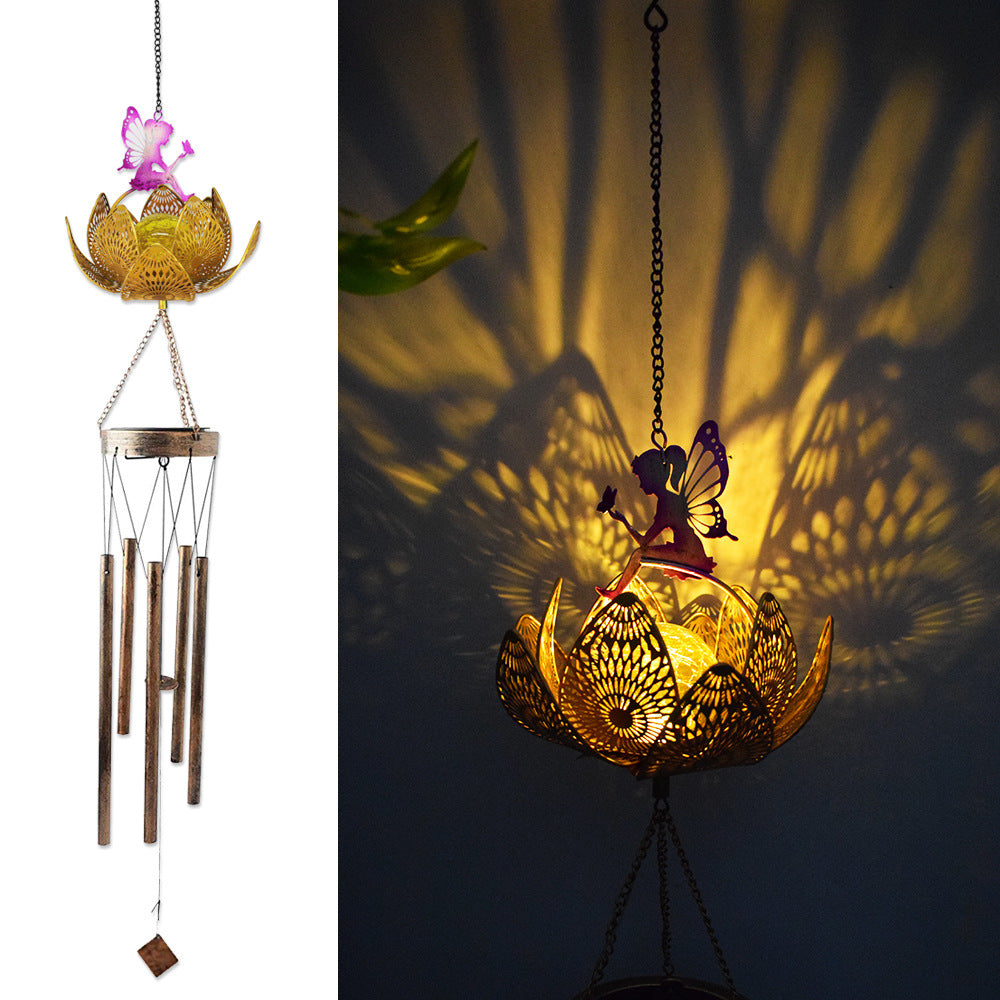Solar Powered Sun and Moon Shaped Metal Pendant / LED Pattern Outdoor Decoration