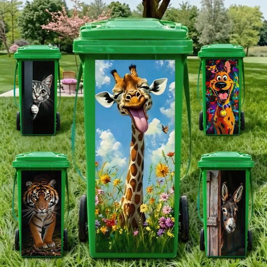 🦒🐯Creative trash can sticker with colorful cartoon✨