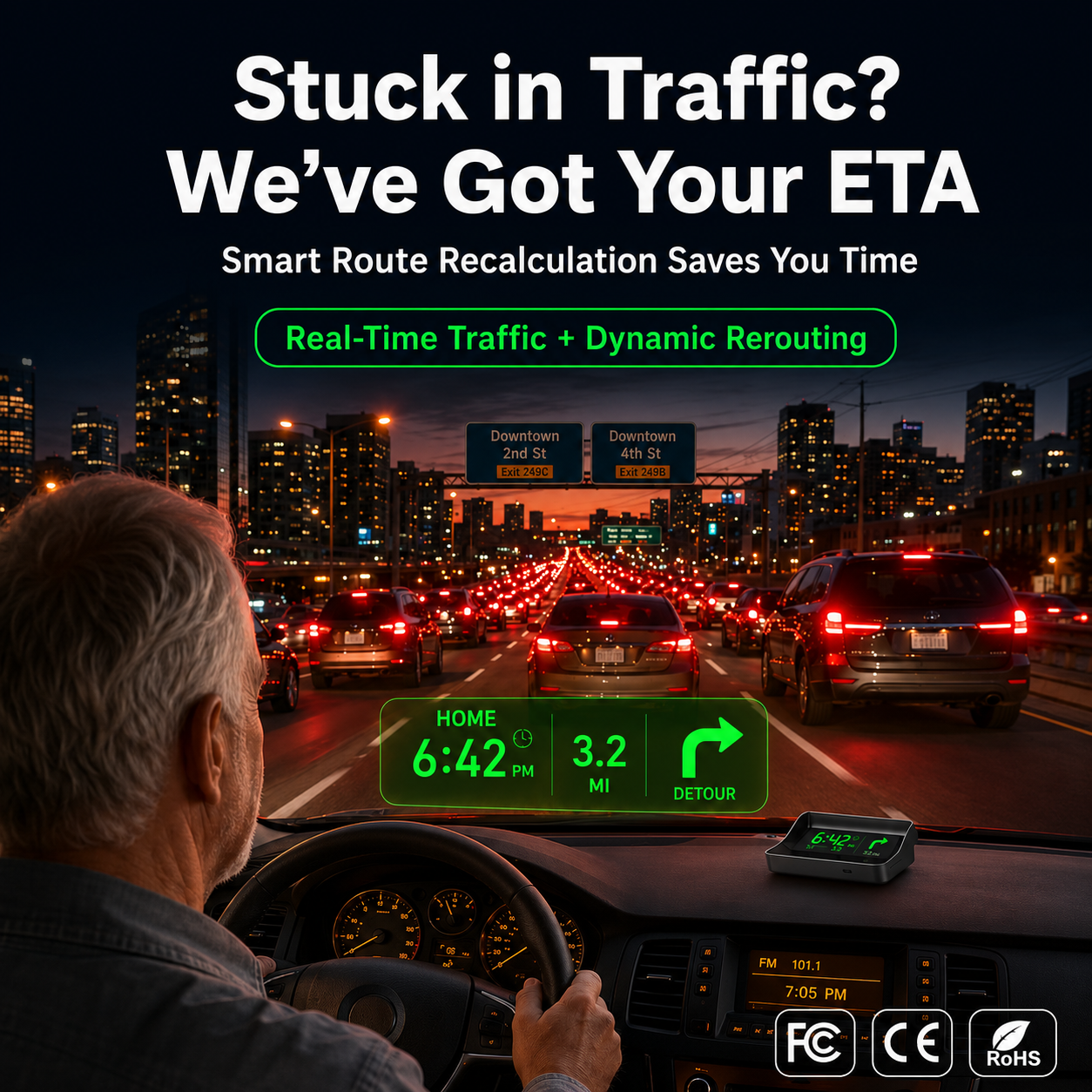 Head-Up Display (HUD) – GPS for the car with digital speedometer