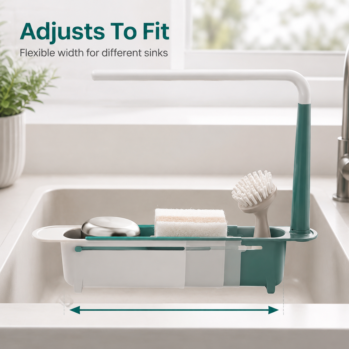 🔥✨ Adjustable and telescopic kitchen sink organizer – drain, dry, and organize