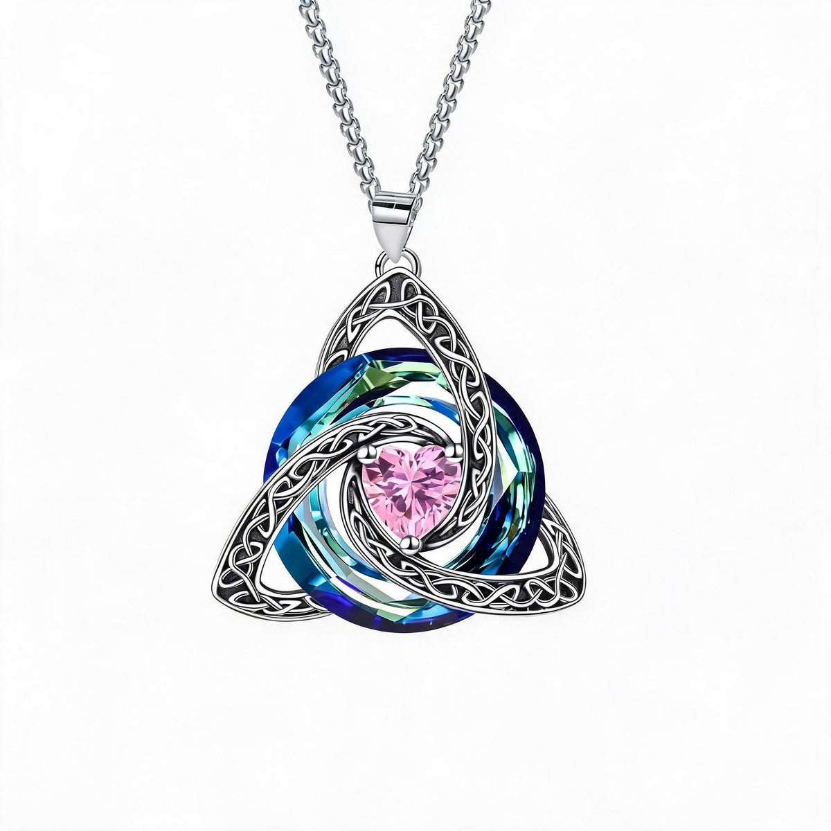 💎🔮 Necklace with Celtic Trinity knot and birthstone