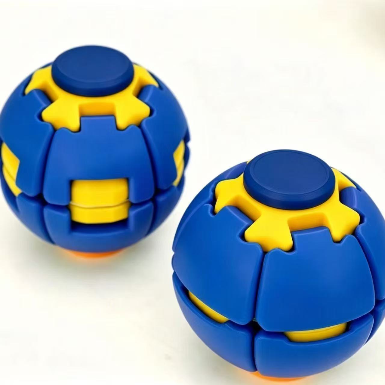 3D Printed Stress Relief Ball: Push & Spin Dual-Play Fidget Toy | Pocket-Sized Desk Decompressor