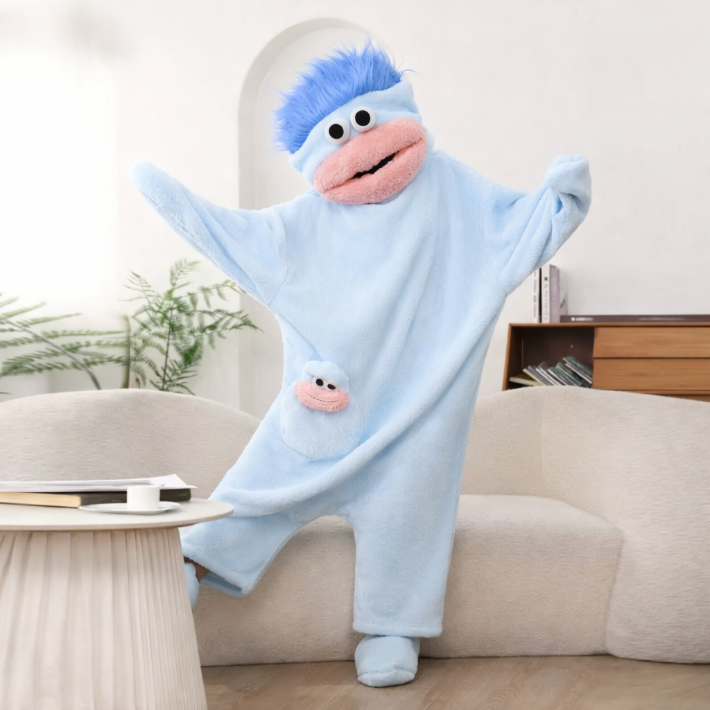Funny Big Mouth Monster Nightgown / Couple's Coral Fleece Nightgown