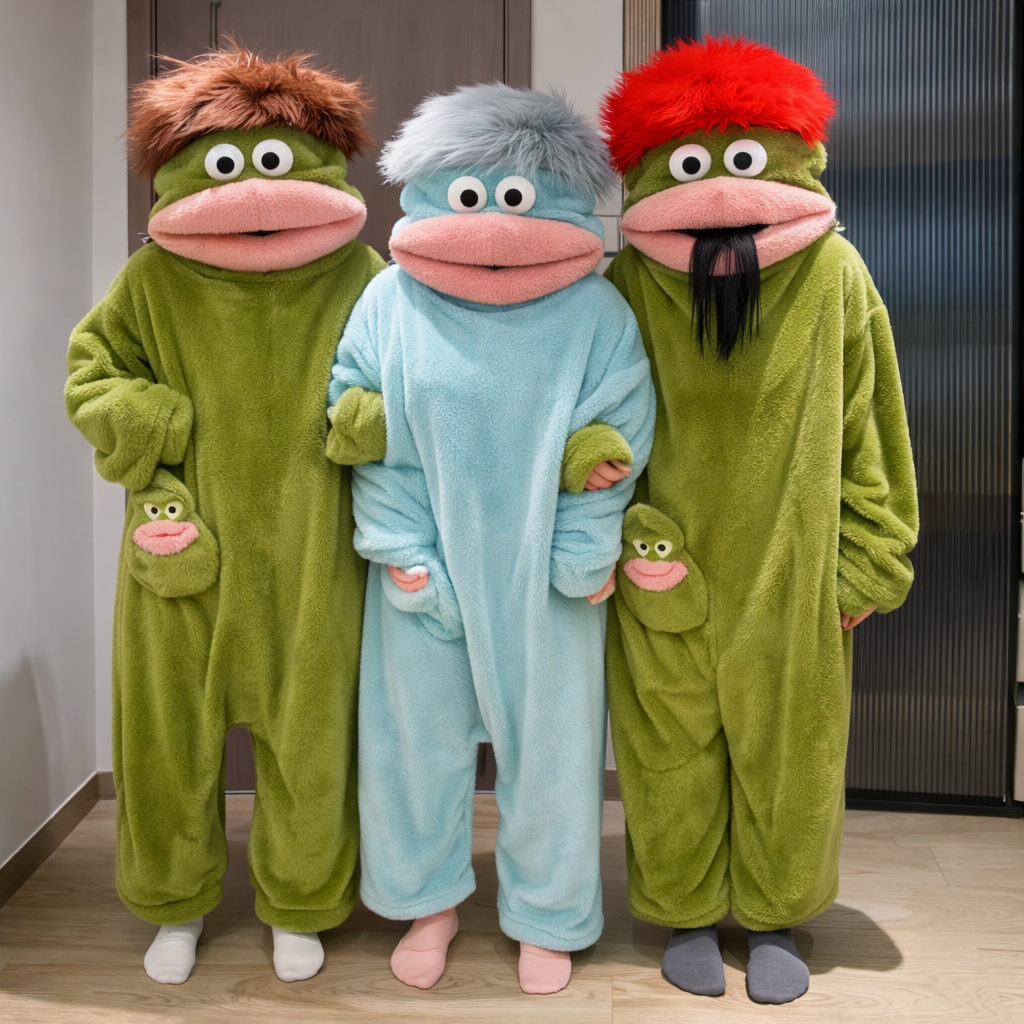 Funny Big Mouth Monster Nightgown / Couple's Coral Fleece Nightgown