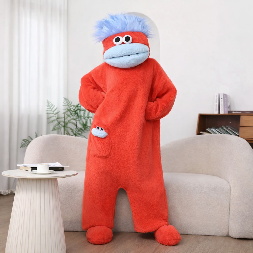 Funny Big Mouth Monster Nightgown / Couple's Coral Fleece Nightgown