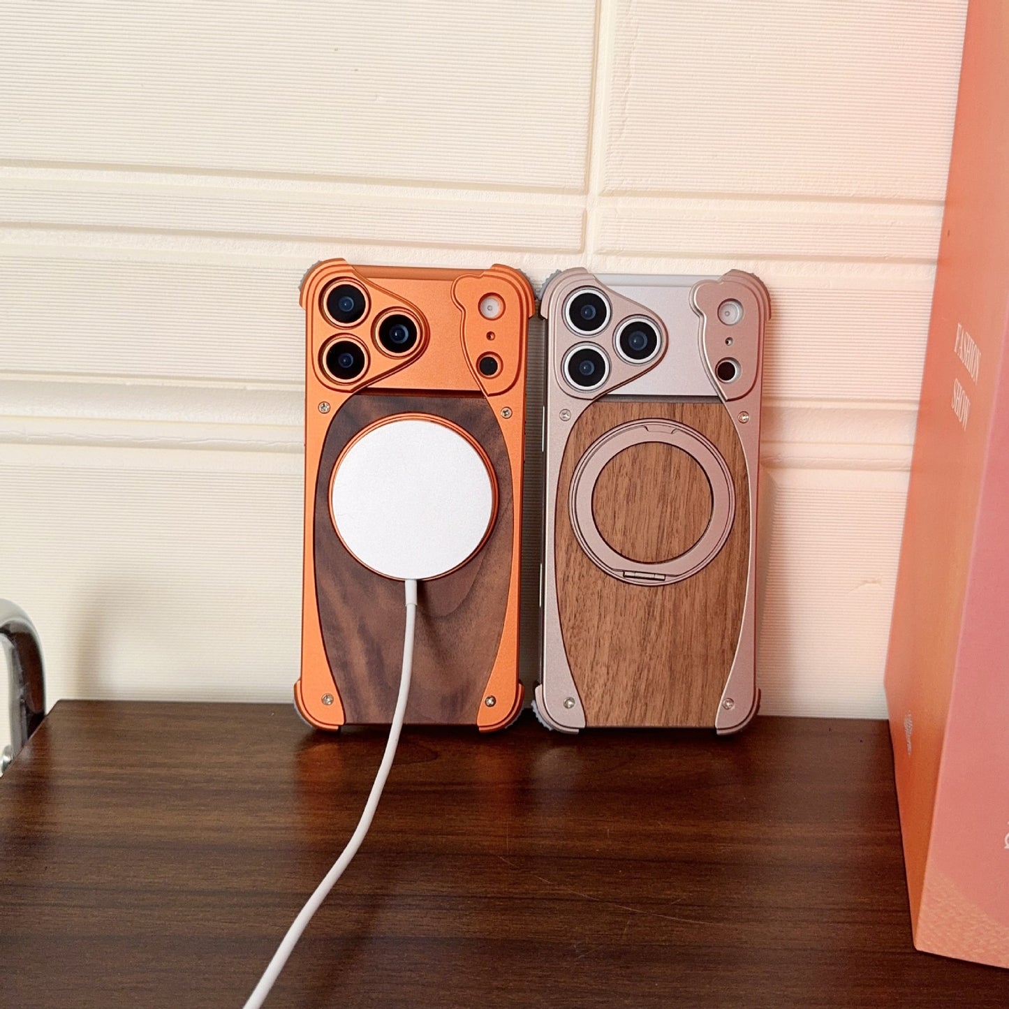 Metal Frame Walnut Wood Phone Case for iPhone - No Bulk, All Elegance