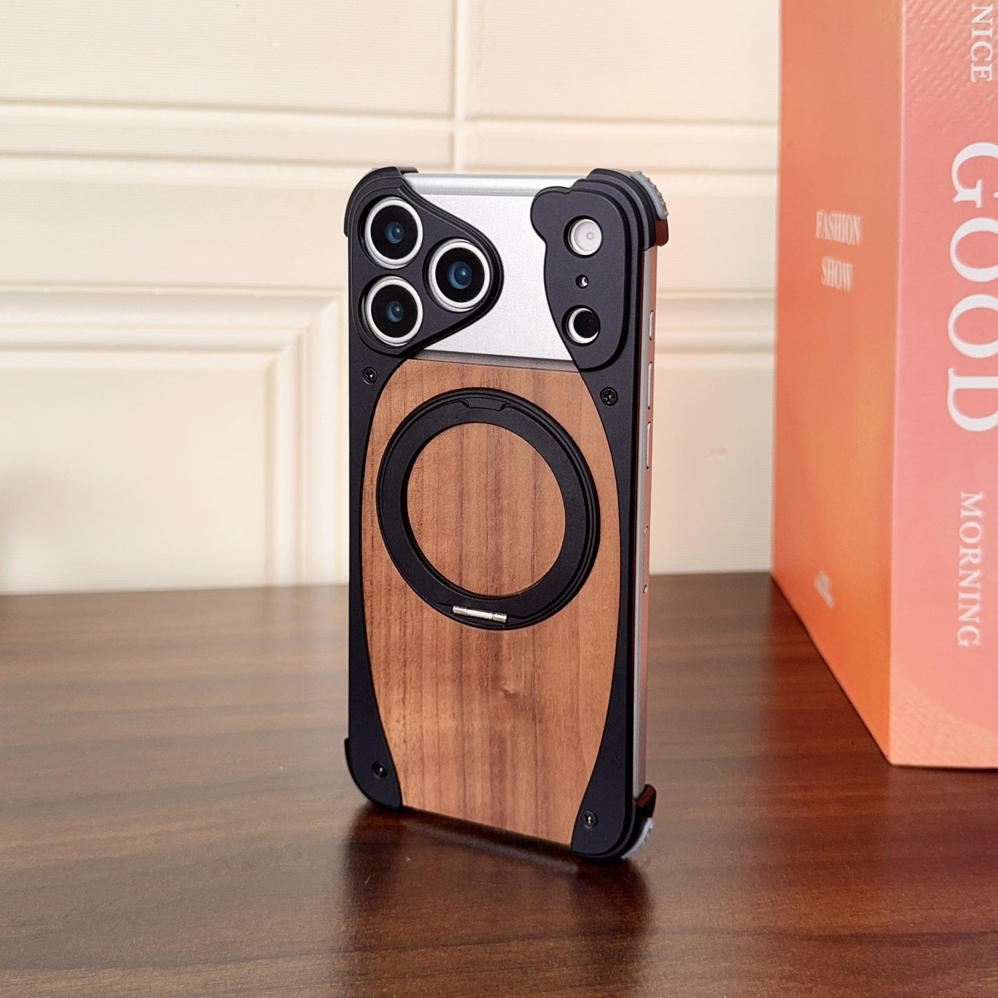 Metal Frame Walnut Wood Phone Case for iPhone - No Bulk, All Elegance