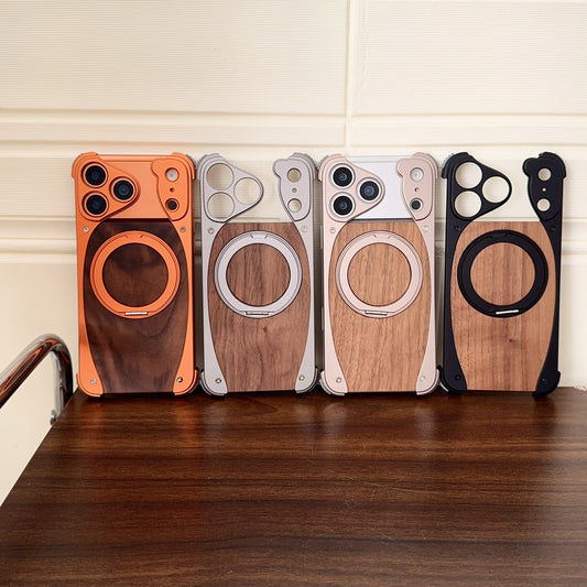 Metal Frame Walnut Wood Phone Case for iPhone - No Bulk, All Elegance