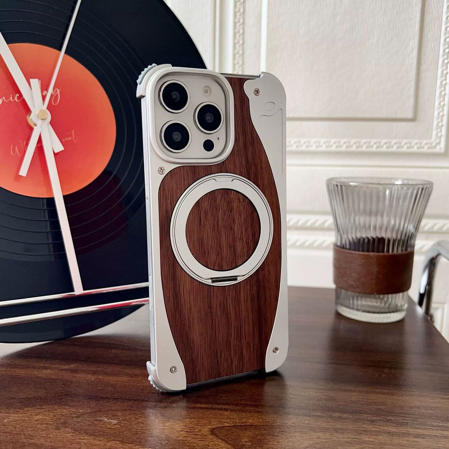 Metal Frame Walnut Wood Phone Case for iPhone - No Bulk, All Elegance