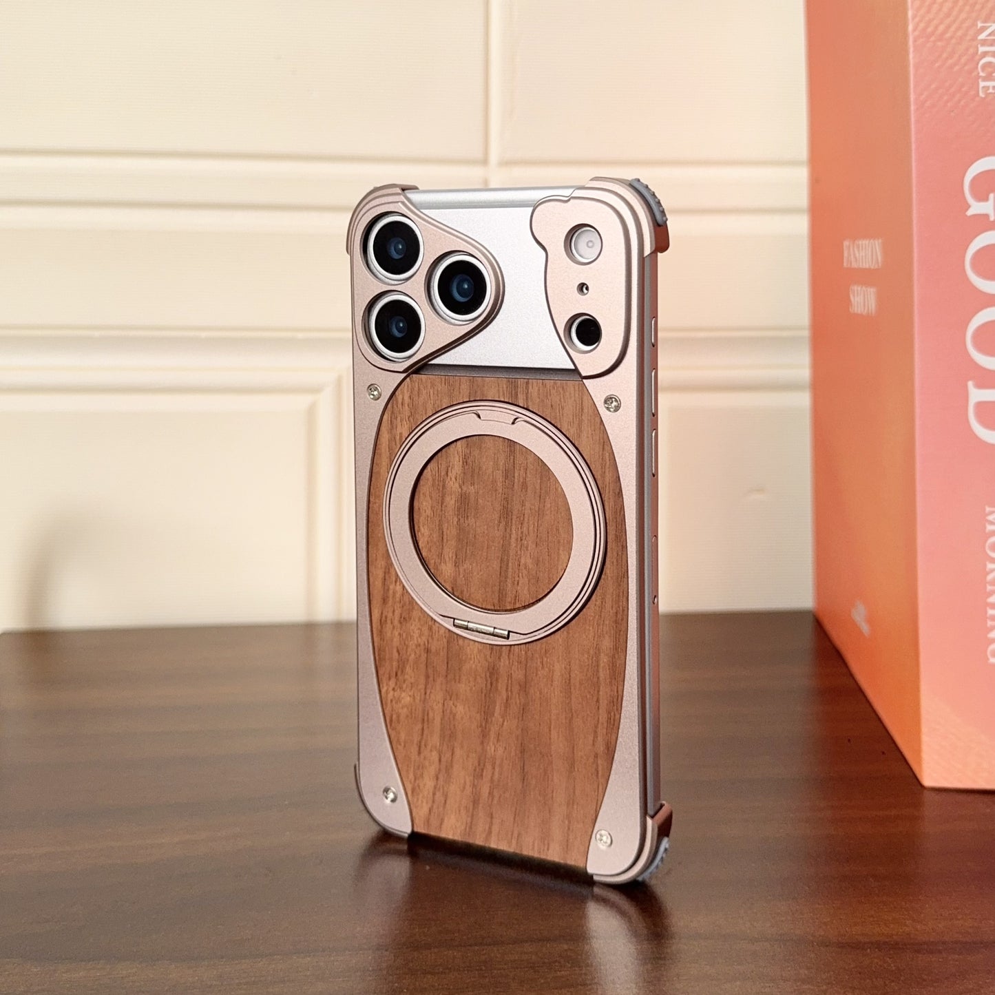 Metal Frame Walnut Wood Phone Case for iPhone - No Bulk, All Elegance