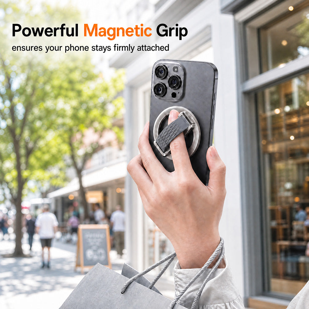 🧲MagSafe Silicone Finger Ring Stand - Soft Grip Phone Holder & Adjustable Kickstand