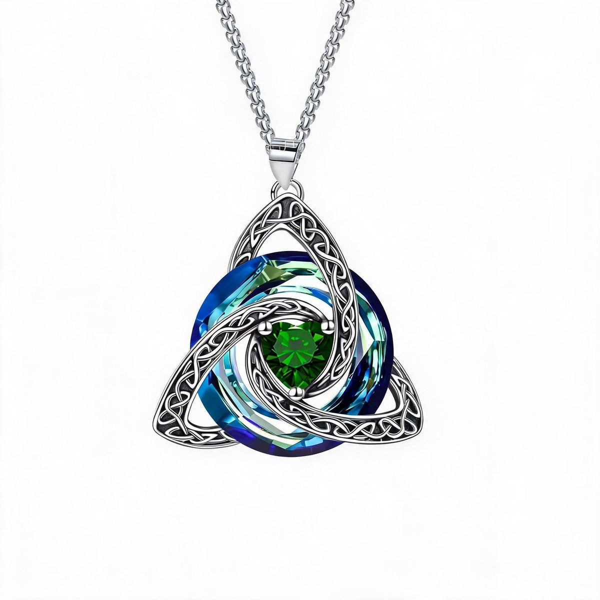 💎🔮 Necklace with Celtic Trinity knot and birthstone