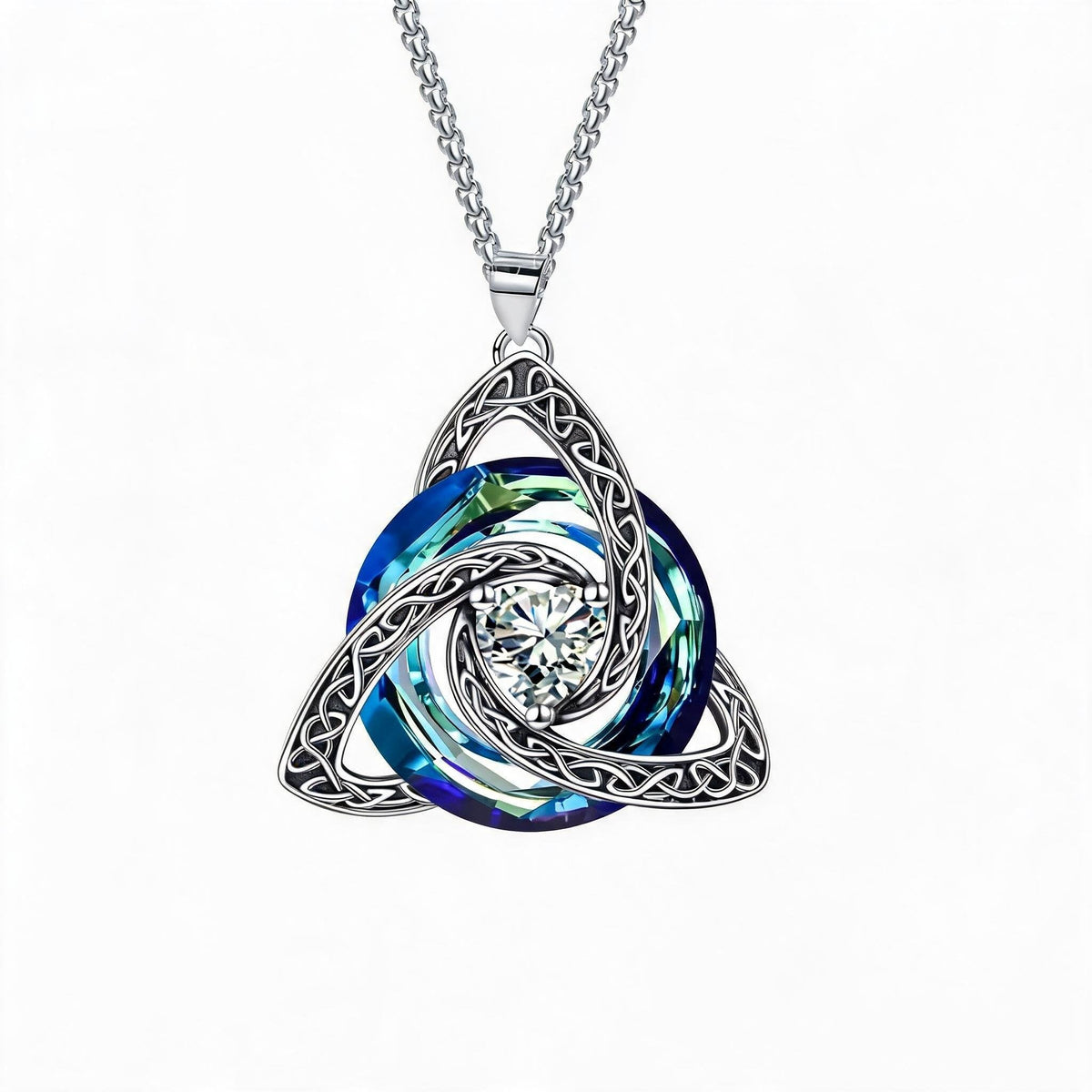 💎🔮 Necklace with Celtic Trinity knot and birthstone