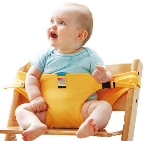 Safety belts for child seats – Portable holder for feeding straps