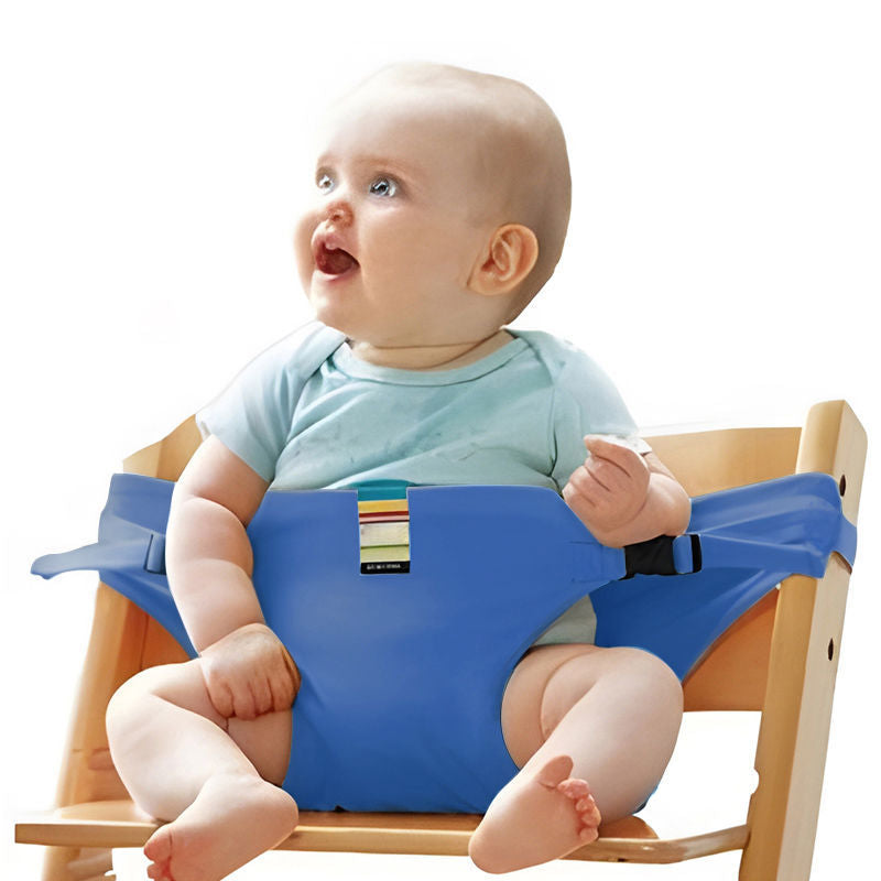 Safety belts for child seats – Portable holder for feeding straps
