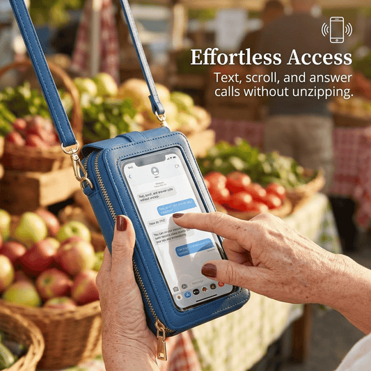 👜📱 Simple and elegant touchscreen phone bag for women, designed to be worn over the shoulder.