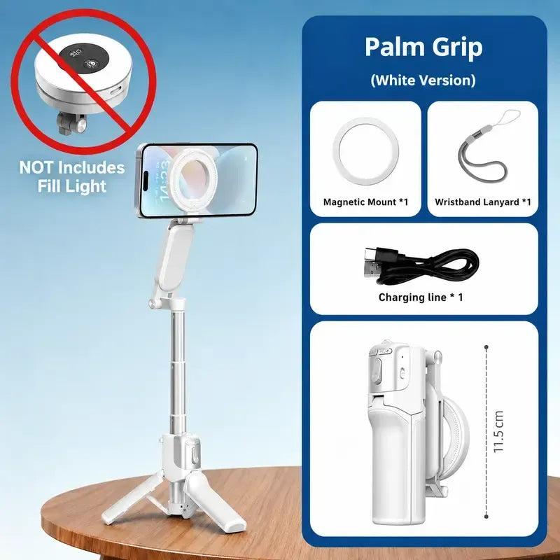 4 in 1 - Versatile Mini Tripod & Selfie Stick: Zoom-Capable, Dual-Sided Magnetic Mount, and Desktop Phone Stand