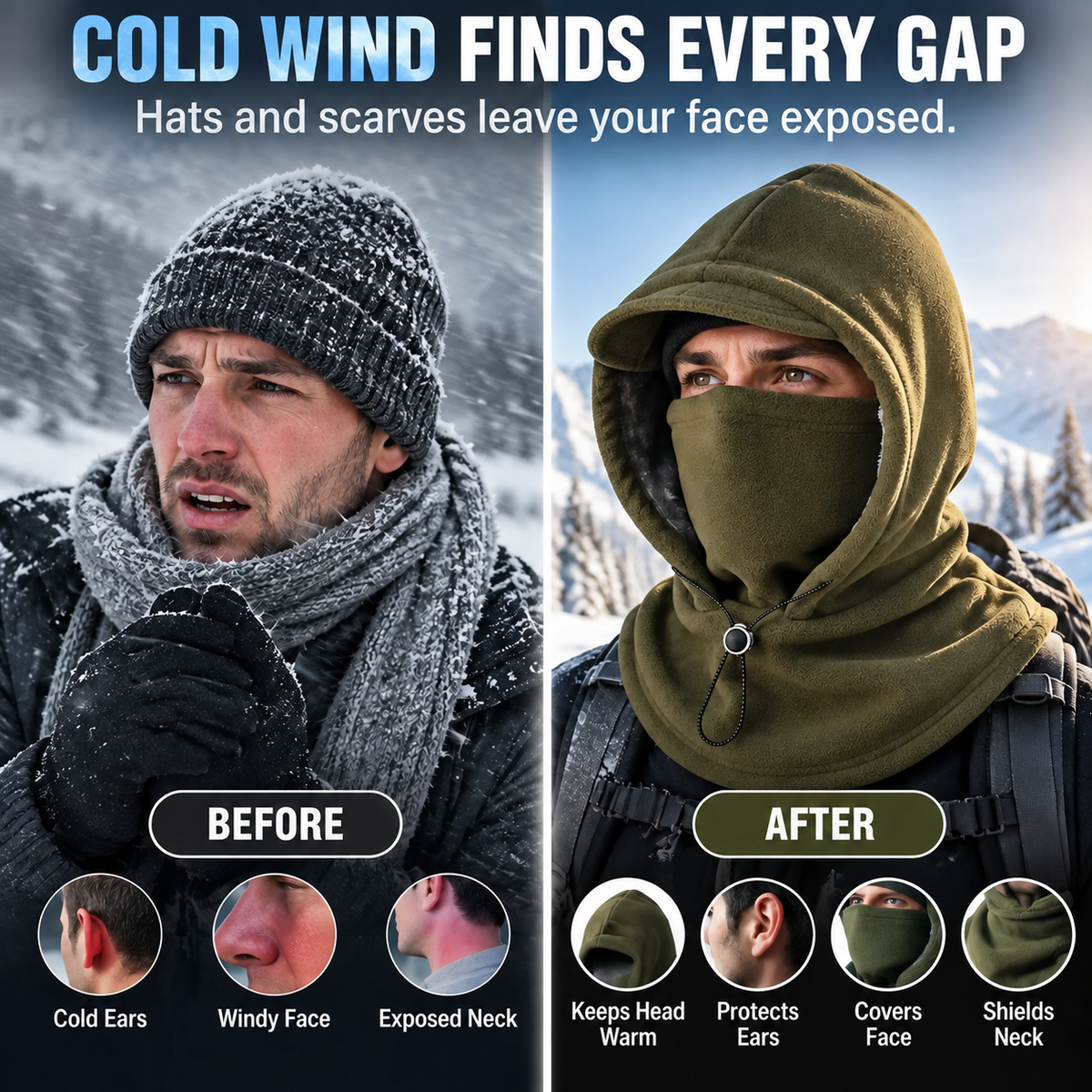 🥶 Fleece balaclava – complete protection for the face and neck during outdoor activities in winter