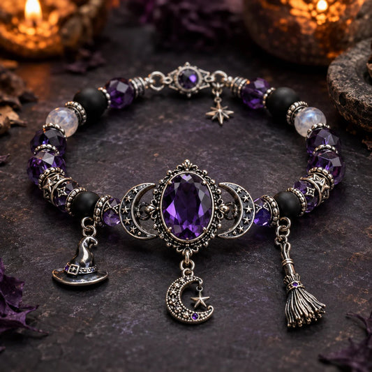 🔮 Bracelet with witch crystal and moon charm