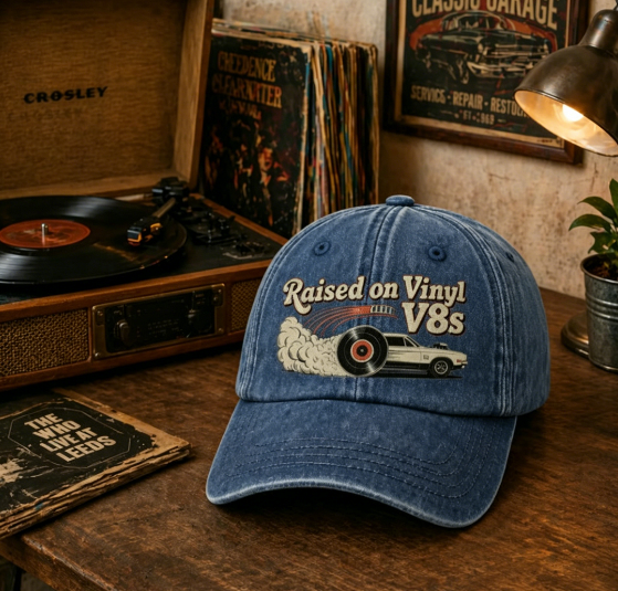 "Rasied on Vinyl and V8s" - The Gearhead Classic Cap