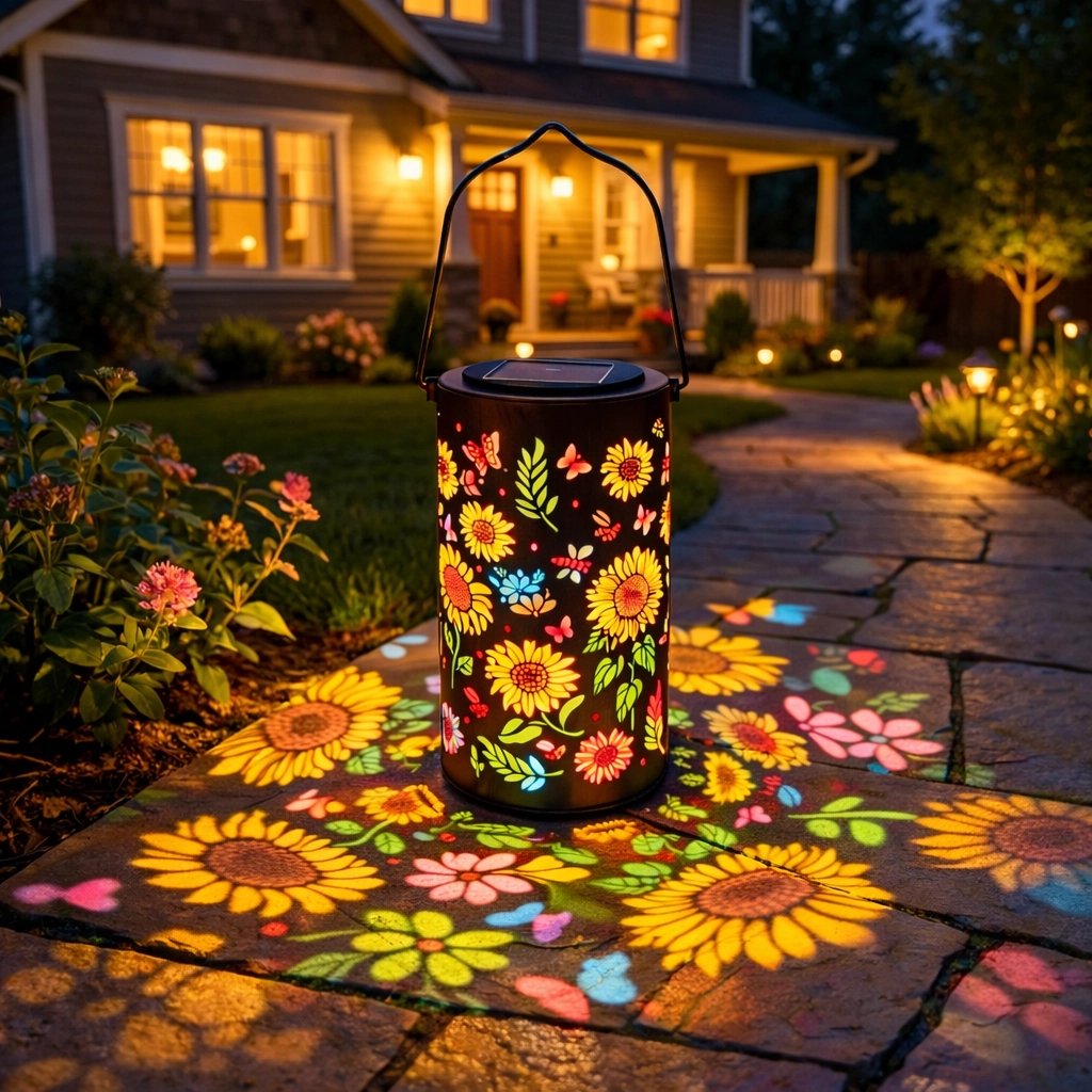 🌞Colorful solar garden lantern with sunflower light effect