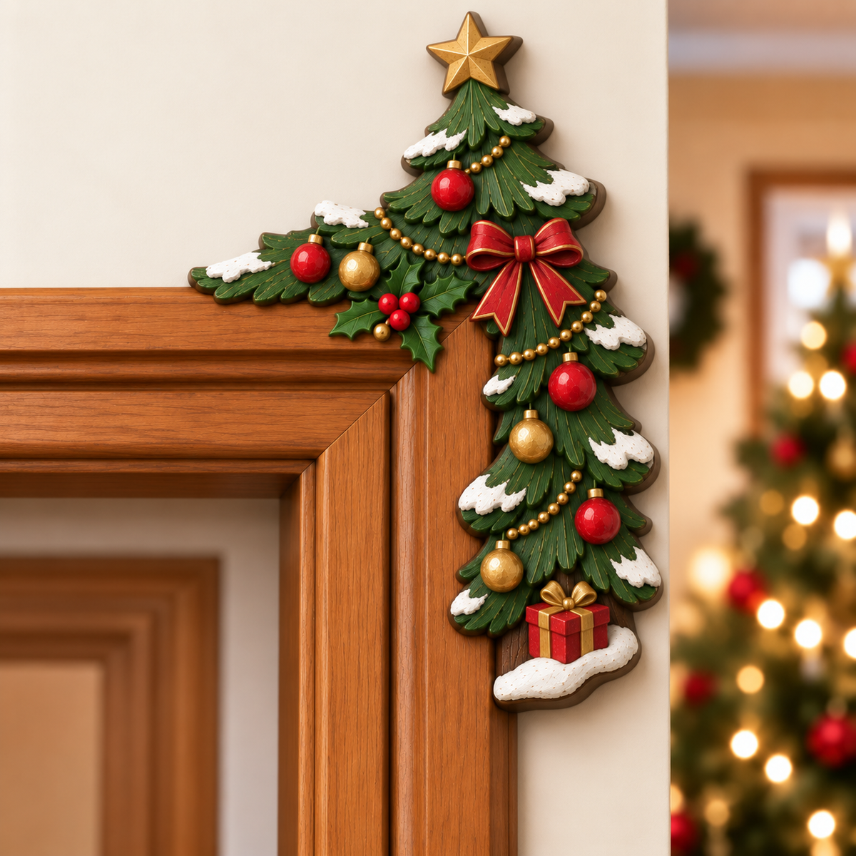 Christmas decoration for the corner of the door frame