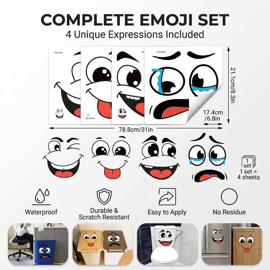 🔥Cartoon Face Stickers, self-adhesive, removable stickers with glossy surface, decoration for all surfaces