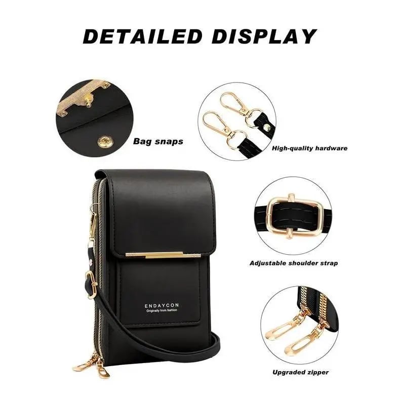 👜📱 Simple and elegant touchscreen phone bag for women, designed to be worn over the shoulder.