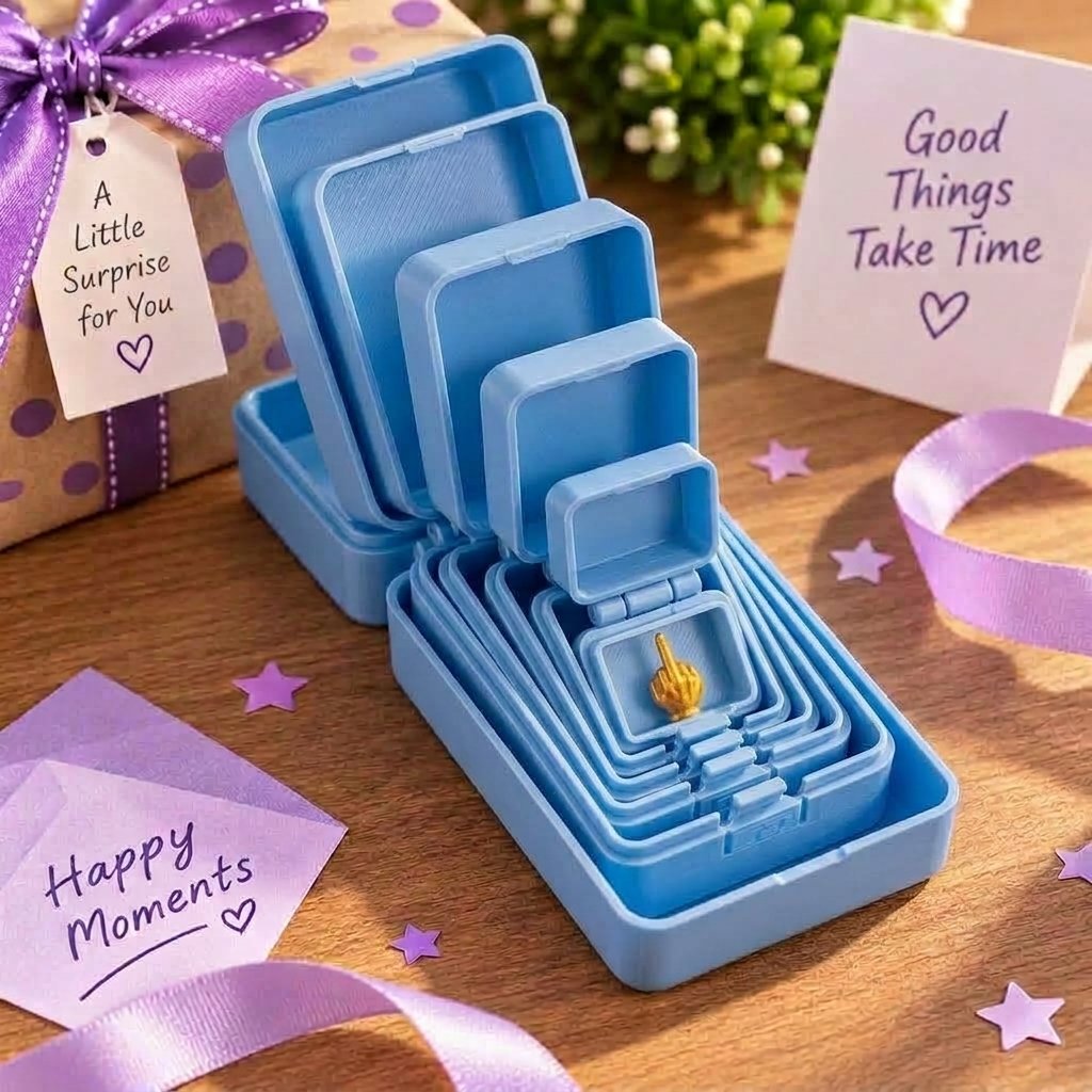 🎁 6-layer prank and surprise gift box | Choose your surprise: Middle finger, spider, or the number 67