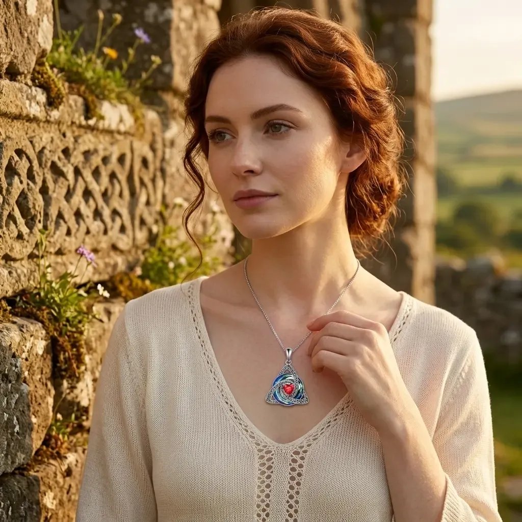 💎🔮 Necklace with Celtic Trinity knot and birthstone