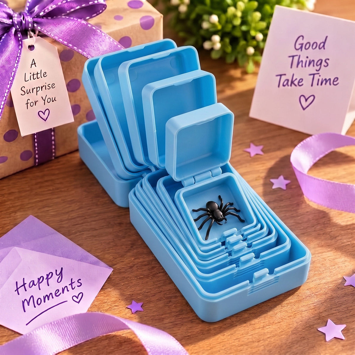 🎁 6-layer prank and surprise gift box | Choose your surprise: Middle finger, spider, or the number 67