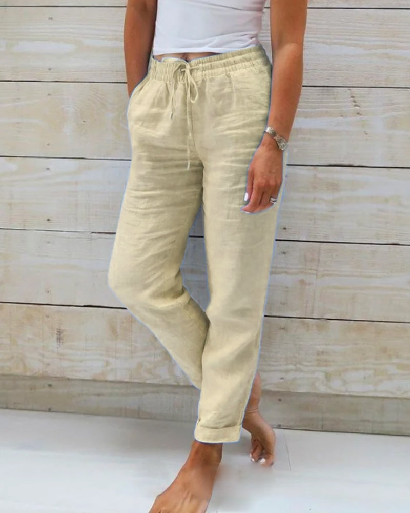 🌸 SPECIAL PRICE – TODAY ONLY!! 🌸 Women's trousers made of cotton and linen with elastic waistband
