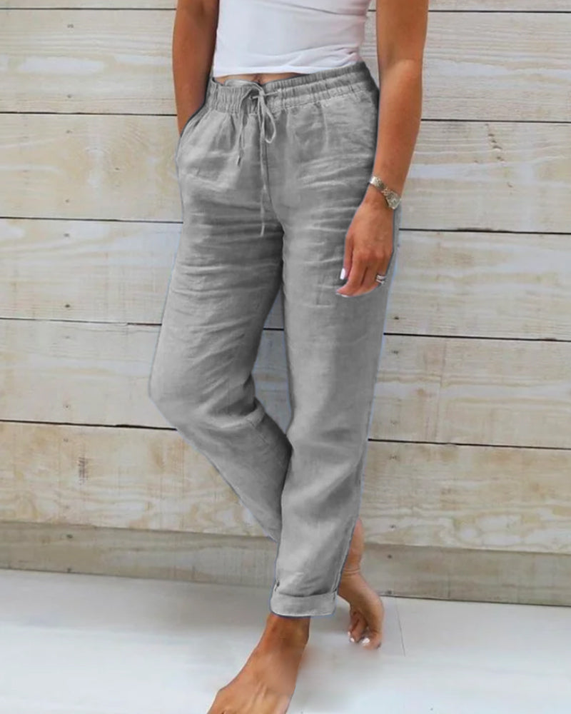 🌸 SPECIAL PRICE – TODAY ONLY!! 🌸 Women's trousers made of cotton and linen with elastic waistband