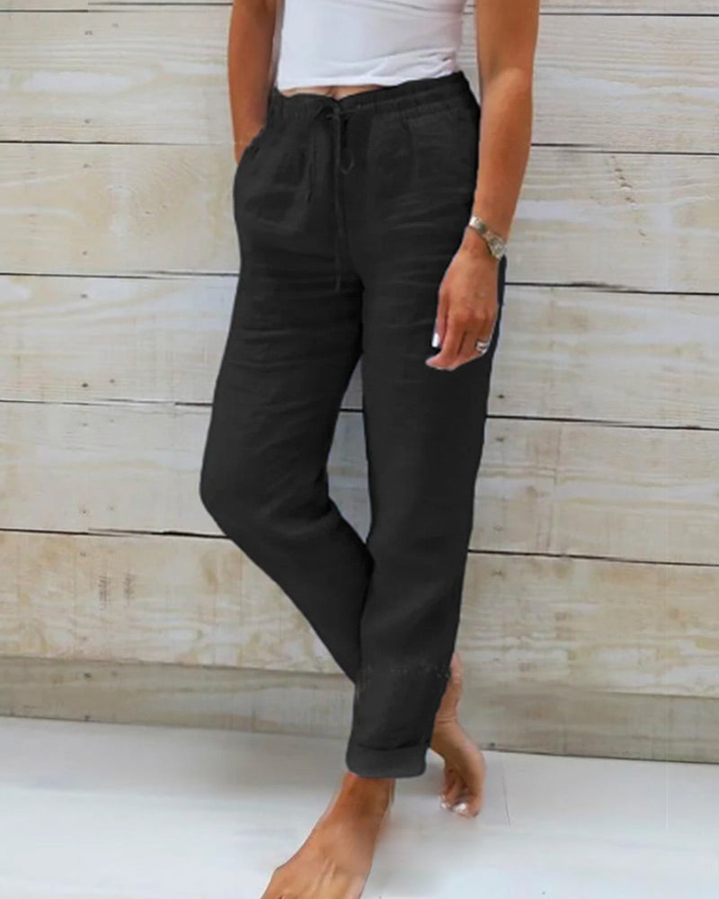 🌸 SPECIAL PRICE – TODAY ONLY!! 🌸 Women's trousers made of cotton and linen with elastic waistband