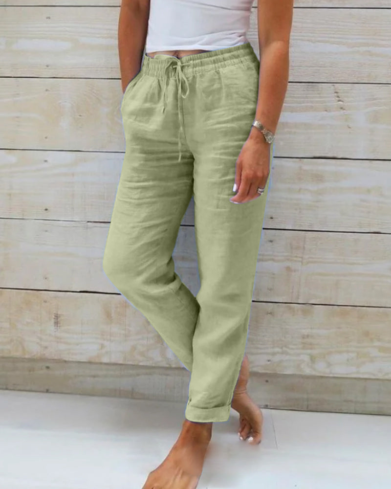 🌸 SPECIAL PRICE – TODAY ONLY!! 🌸 Women's trousers made of cotton and linen with elastic waistband