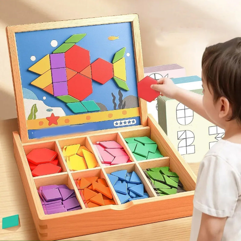 🎁Mother's Day Early Bird Special: 50% Off🔥Magnetic Wooden Puzzle (Includes Patterned Blocks)