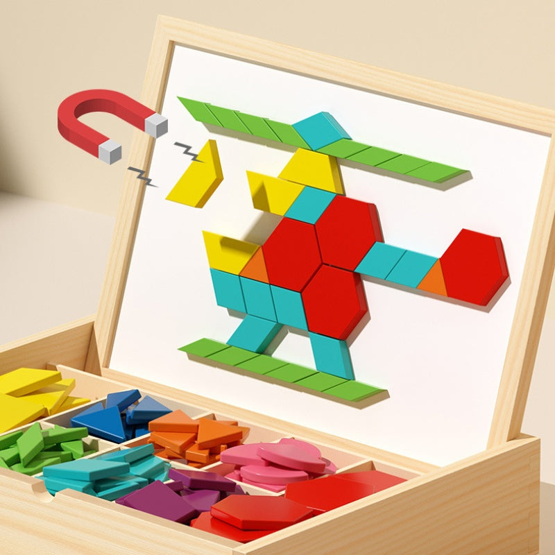 🎁Mother's Day Early Bird Special: 50% Off🔥Magnetic Wooden Puzzle (Includes Patterned Blocks)