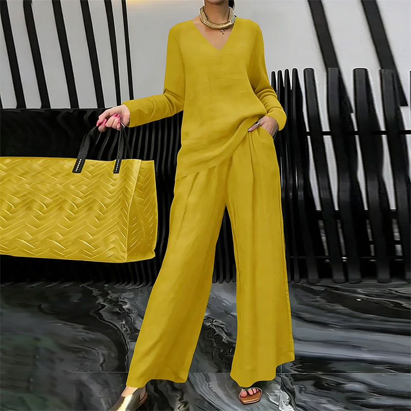 ✨ NEW! Women's loungewear set with V-neck and wide leg