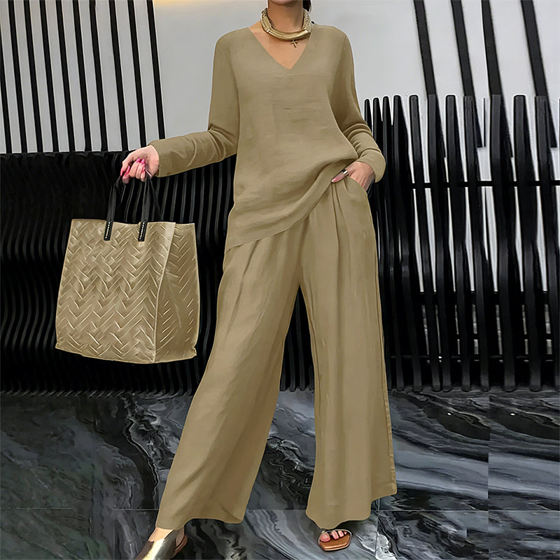 ✨ NEW! Women's loungewear set with V-neck and wide leg