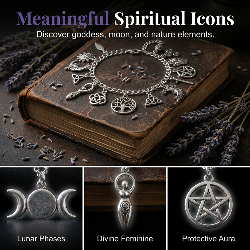 📿 LIMITED-TIME 50% OFF! ✨ Vintage Pagan Charm Bracelet – Spiritual Symbols, Antique Silver, Bohemian Style 🌙