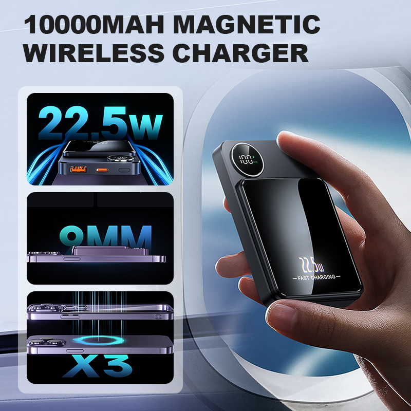 🔋⚡ 22.5W External Battery – Magnetic, Slim, Charges 3 Devices at Once!
