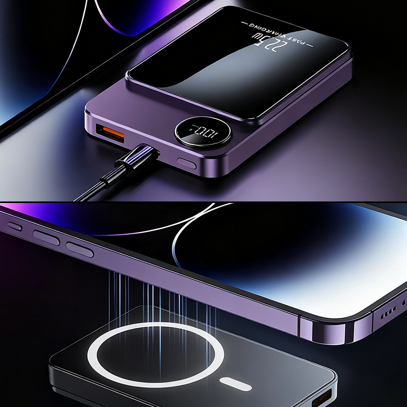 🔋⚡ 22.5W External Battery – Magnetic, Slim, Charges 3 Devices at Once!
